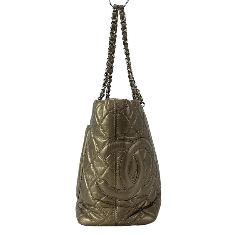 Chanel Shoulder Bag Cambon Line Bronze Chain Shoulder/silver Hardware Leather