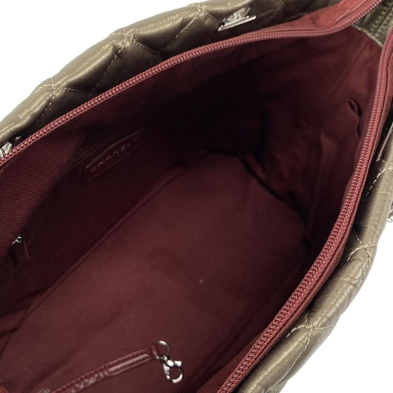 Chanel Shoulder Bag Cambon Line Bronze Chain Shoulder/silver Hardware Leather