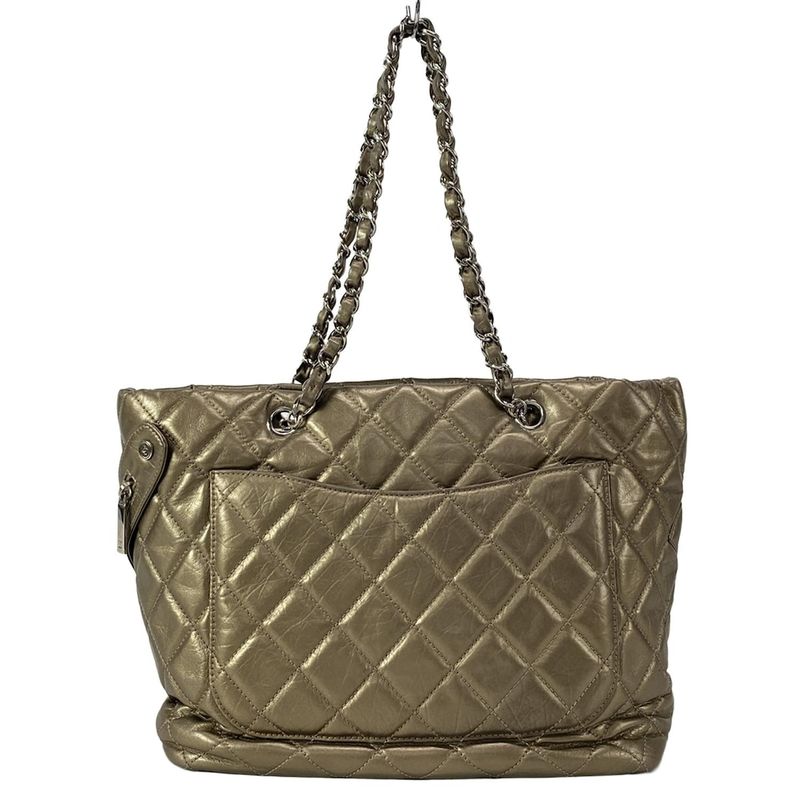 Chanel Shoulder Bag Cambon Line Bronze Chain Shoulder/silver Hardware Leather