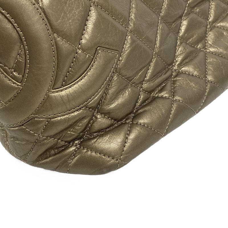 Chanel Shoulder Bag Cambon Line Bronze Chain Shoulder/silver Hardware Leather