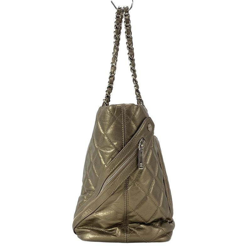 Chanel Shoulder Bag Cambon Line Bronze Chain Shoulder/silver Hardware Leather