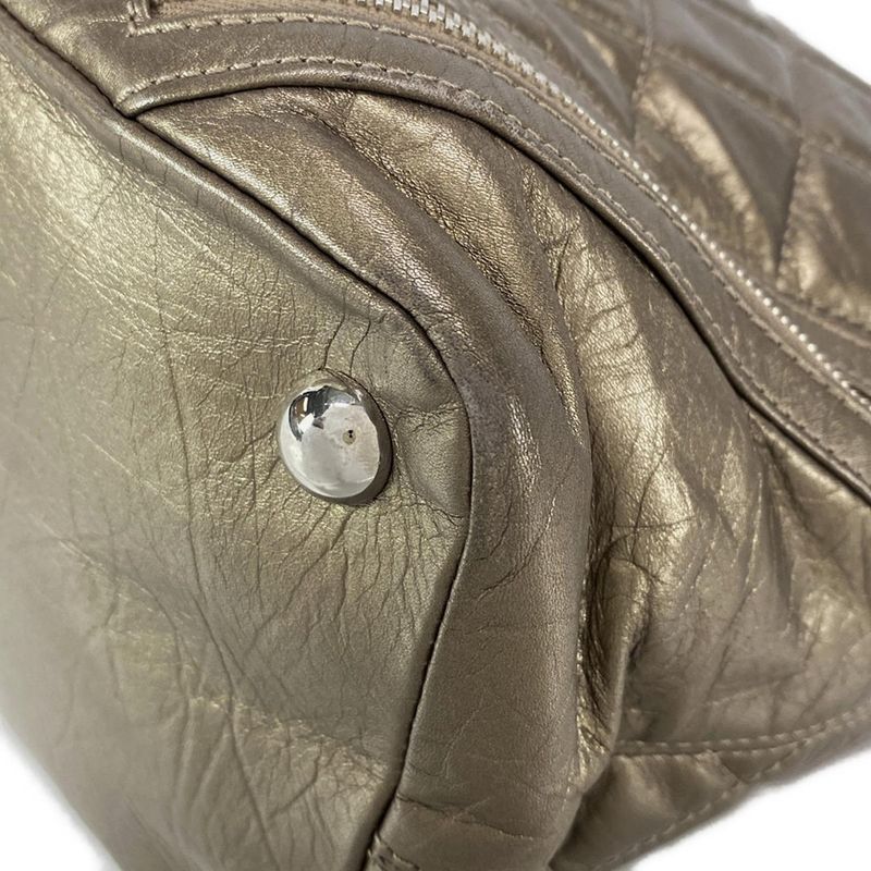 Chanel Shoulder Bag Cambon Line Bronze Chain Shoulder/silver Hardware Leather