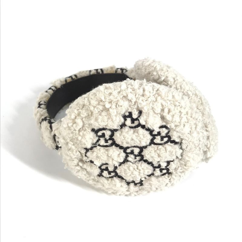 Gucci Earmuffs GG Fur 645495 Polyester Ivory