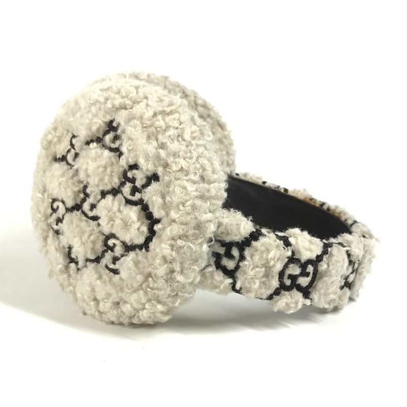 Gucci Earmuffs GG Fur 645495 Polyester Ivory