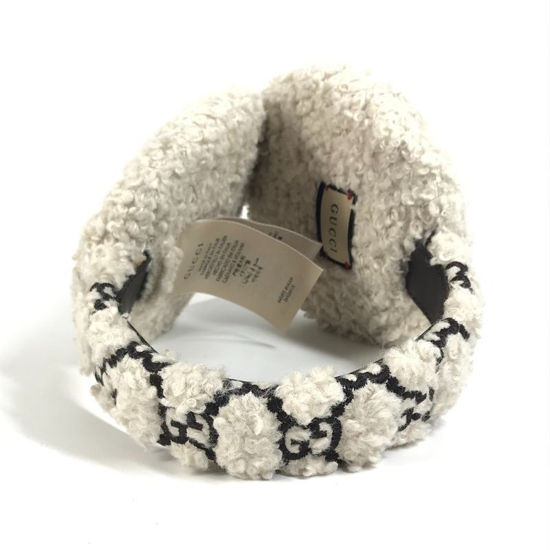 Gucci Earmuffs GG Fur 645495 Polyester Ivory