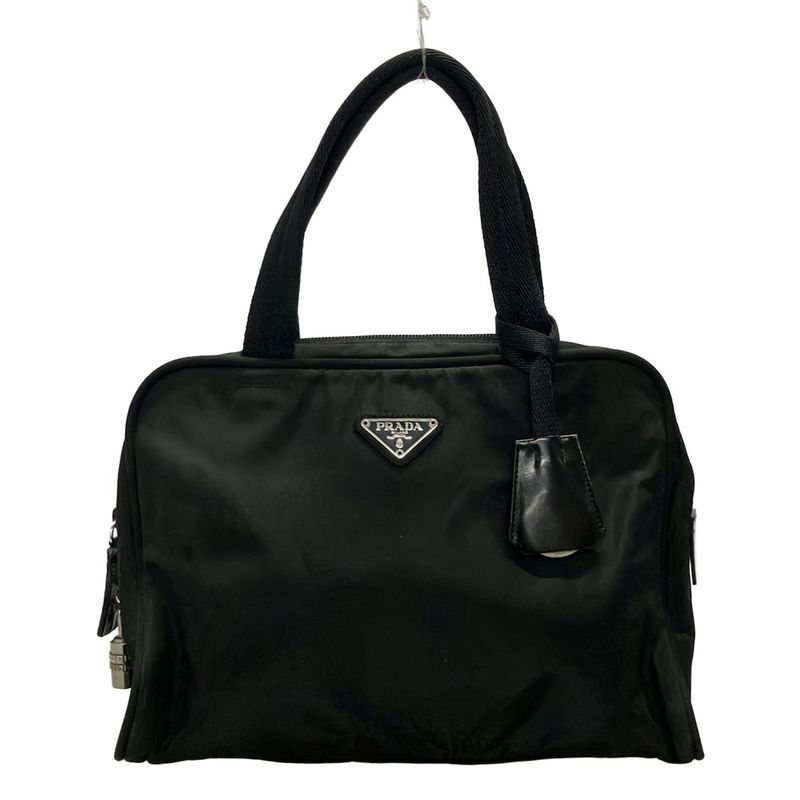 Prada Handbag - Black Mini Boston W/triangle Logo