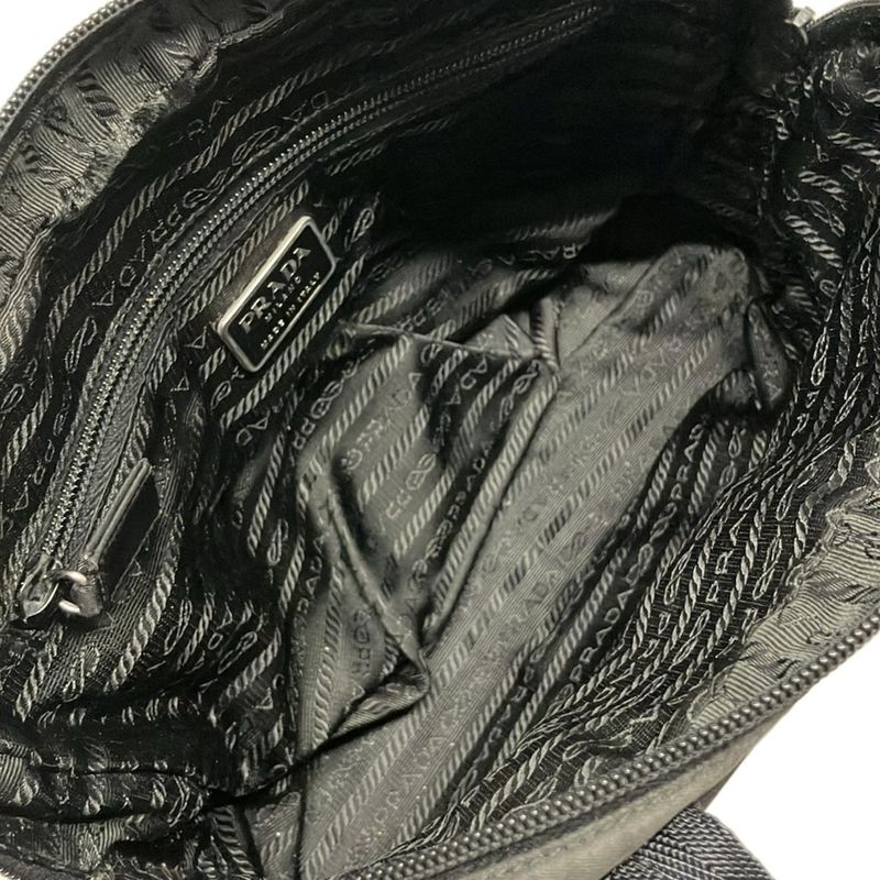 Prada Handbag - Black Mini Boston W/triangle Logo
