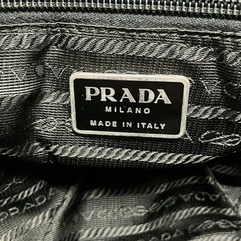 Prada Handbag - Black Mini Boston W/triangle Logo