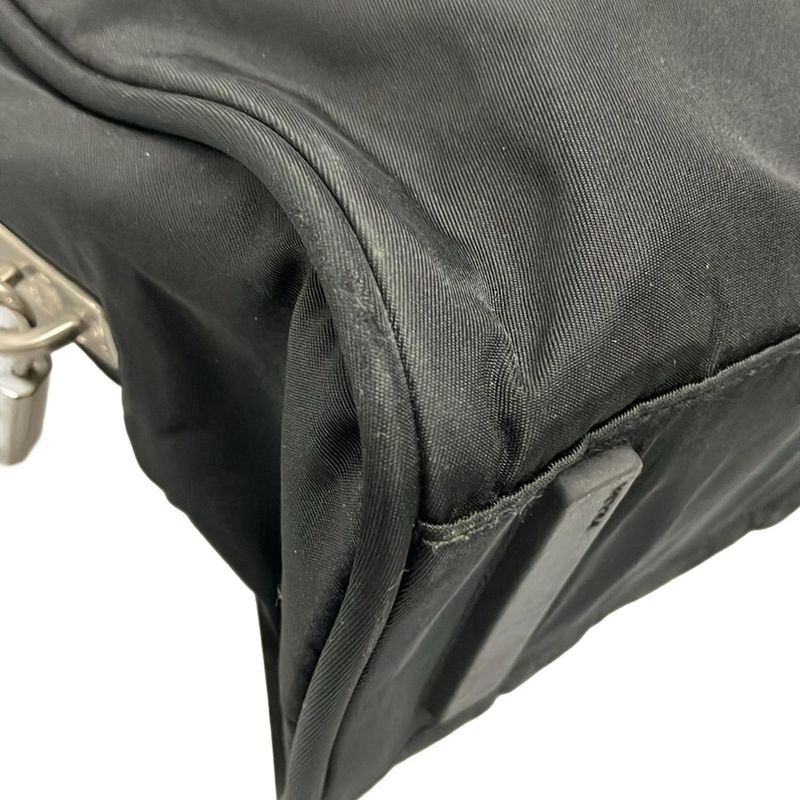 Prada Handbag - Black Mini Boston W/triangle Logo