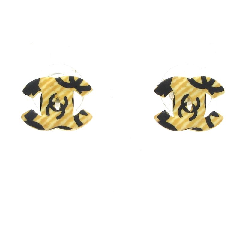 Chanel Earrings - Black X Gold X Yellow Coco Mark