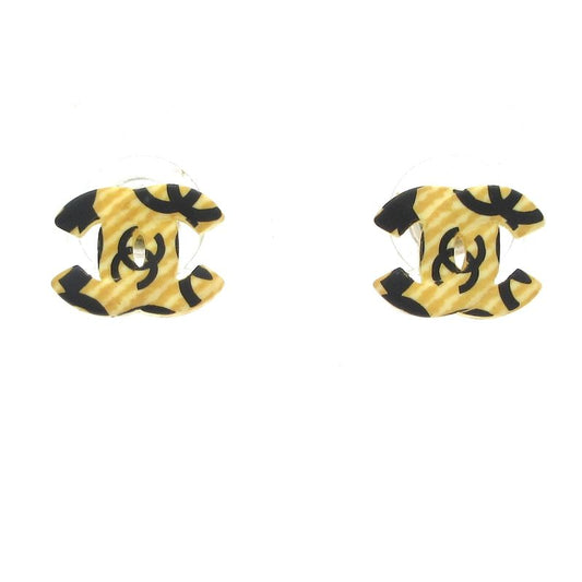 Chanel Earrings - Black X Gold X Yellow Coco Mark