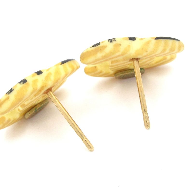 Chanel Earrings - Black X Gold X Yellow Coco Mark