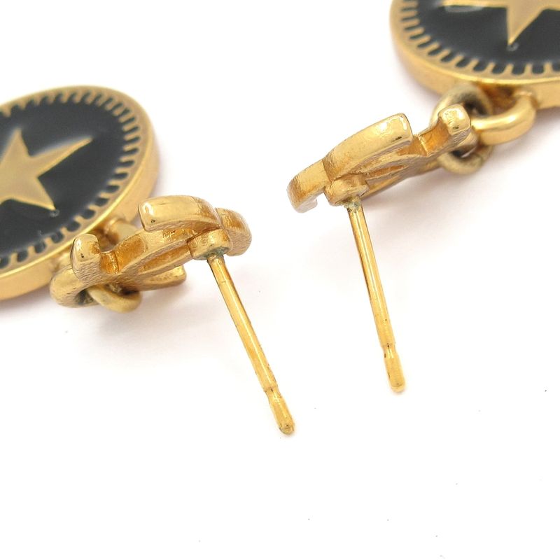 Chanel Earrings - Black And Gold Coco Mark / Star