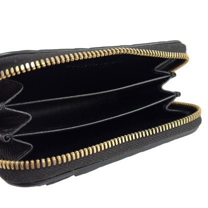 Bottega Veneta Coin Case Intrecciato Black Round Zipper Leather