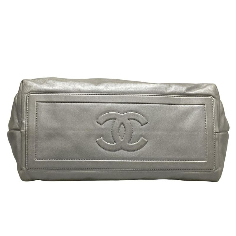 Chanel Coco Cocoon MM Silver Leather Tote Bag