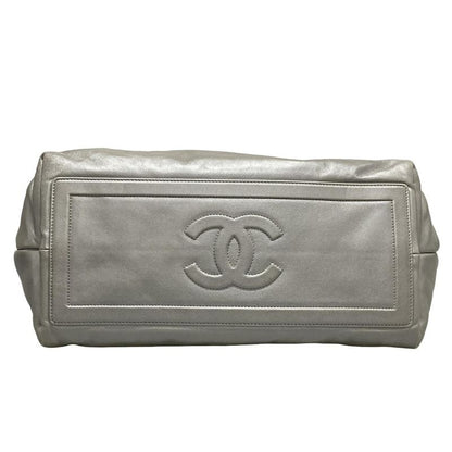 Chanel Coco Cocoon MM Silver Leather Tote Bag