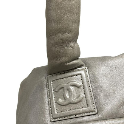 Chanel Coco Cocoon MM Silver Leather Tote Bag