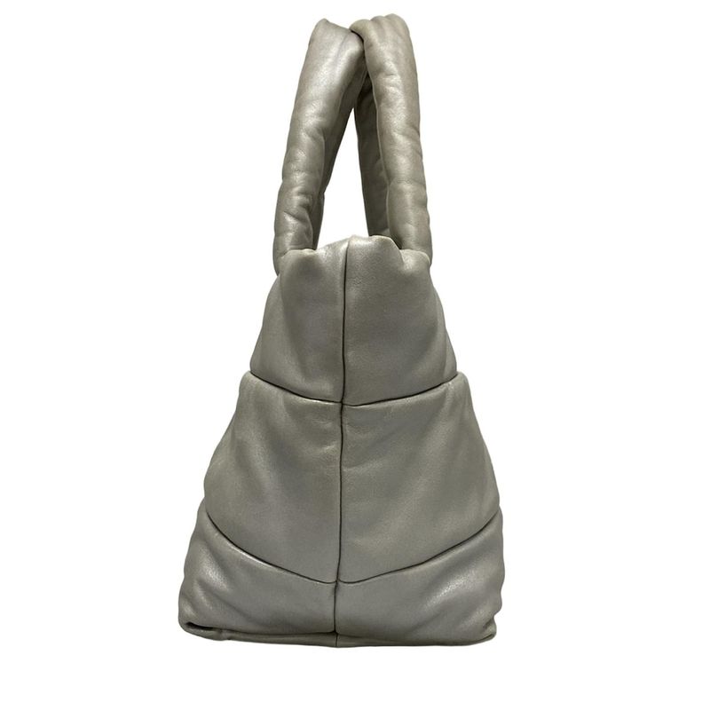 Chanel Coco Cocoon MM Silver Leather Tote Bag