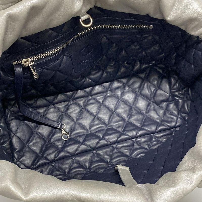 Chanel Coco Cocoon MM Silver Leather Tote Bag