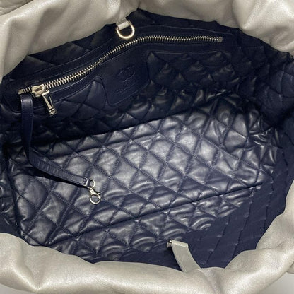 Chanel Coco Cocoon MM Silver Leather Tote Bag