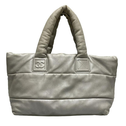 Chanel Coco Cocoon MM Silver Leather Tote Bag