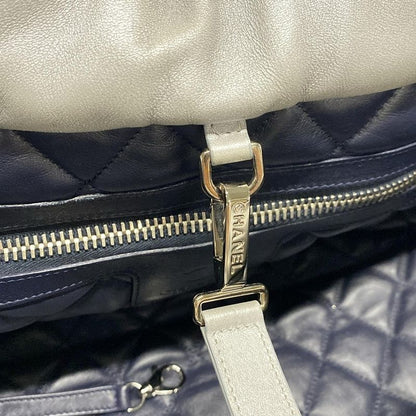 Chanel Coco Cocoon MM Silver Leather Tote Bag