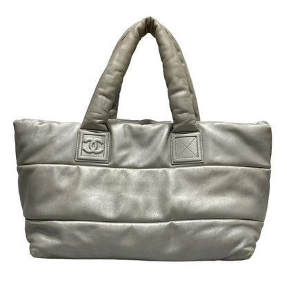 Chanel Coco Cocoon MM Silver Leather Tote Bag