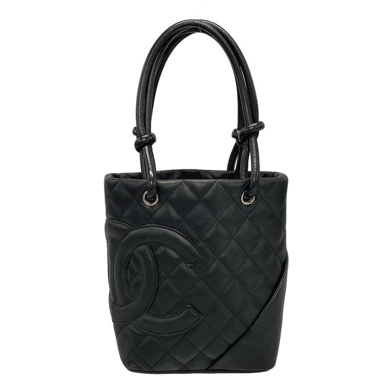 Chanel Cambon Line Small Tote A25166 Black Lambskin