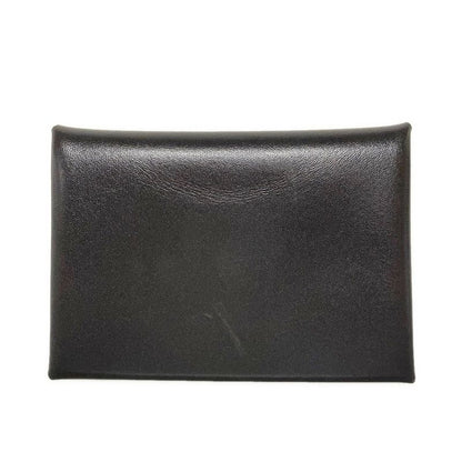 Hermes Card Case Calvi Duo Dark Bronze Silver Hardware