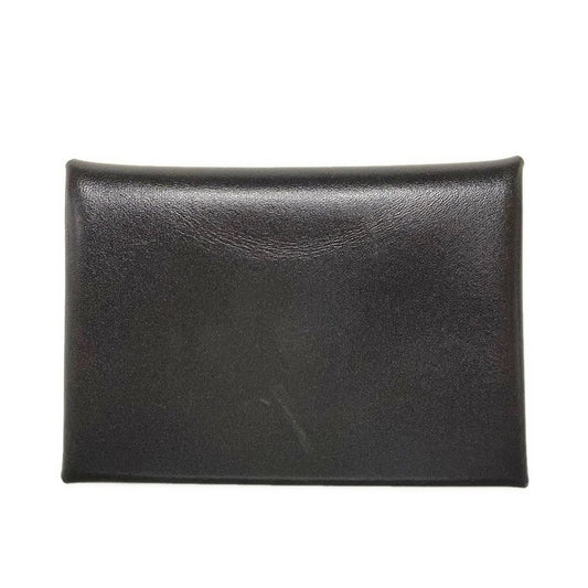 Hermes Card Case Calvi Duo Dark Bronze Silver Hardware