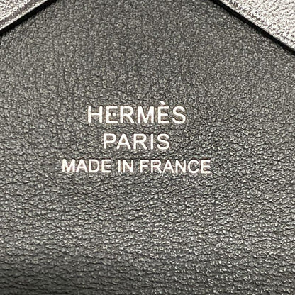 Hermes Card Case Calvi Duo Dark Bronze Silver Hardware