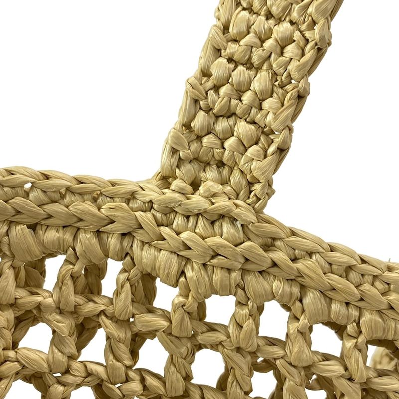 Prada Crochet Tote Bag 1bg393 Natural (beige) Raffia Style / Leta Ring Logo