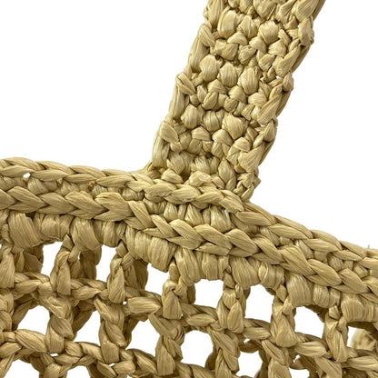 Prada Crochet Tote Bag 1bg393 Natural (beige) Raffia Style / Leta Ring Logo