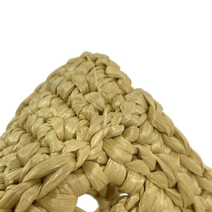 Prada Crochet Tote Bag 1bg393 Natural (beige) Raffia Style / Leta Ring Logo