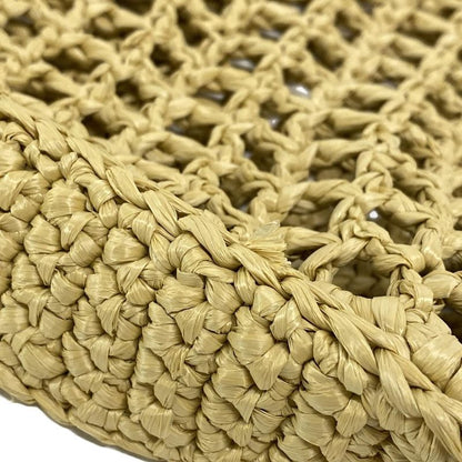 Prada Crochet Tote Bag 1bg393 Natural (beige) Raffia Style / Leta Ring Logo