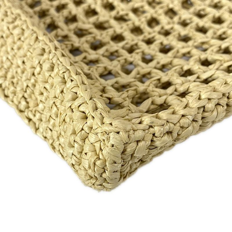 Prada Crochet Tote Bag 1bg393 Natural (beige) Raffia Style / Leta Ring Logo