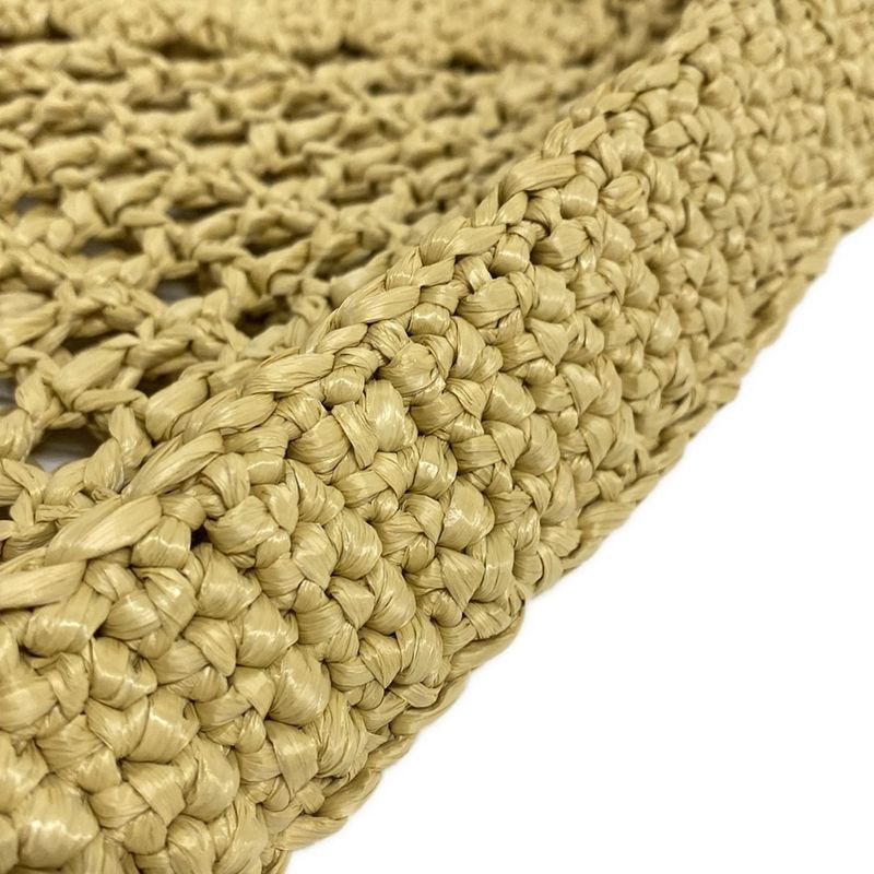 Prada Crochet Tote Bag 1bg393 Natural (beige) Raffia Style / Leta Ring Logo