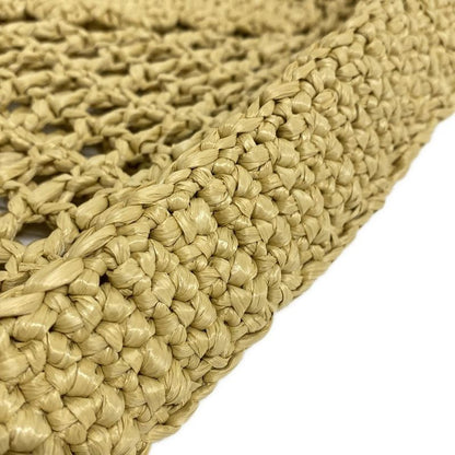 Prada Crochet Tote Bag 1bg393 Natural (beige) Raffia Style / Leta Ring Logo