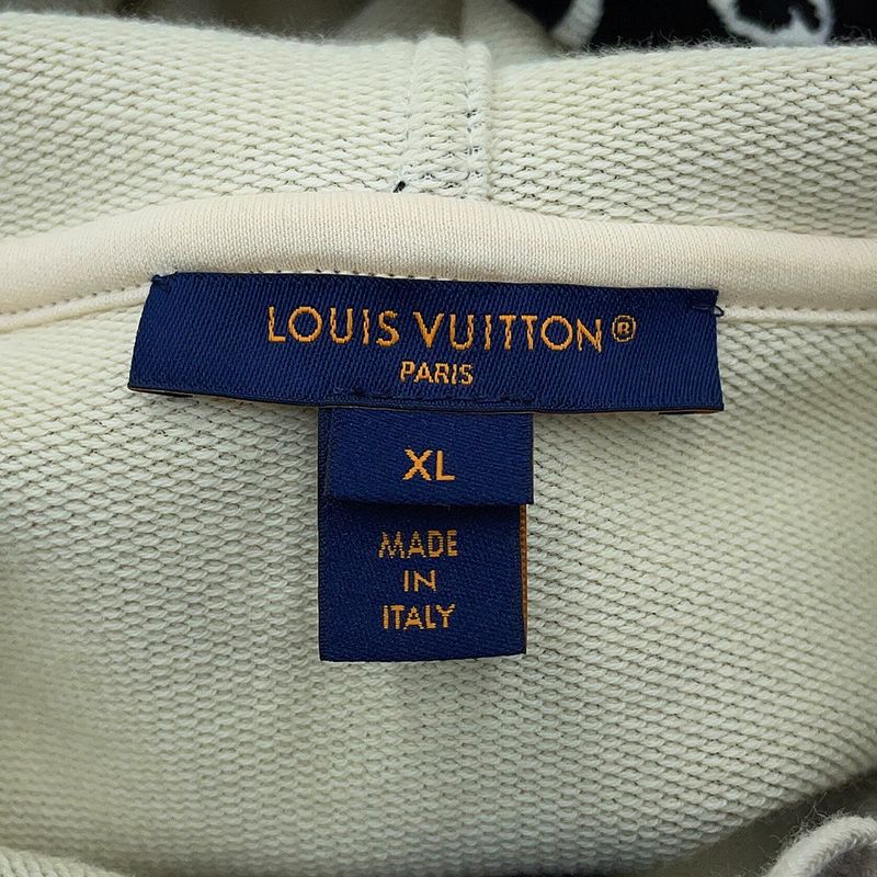 Louis Vuitton Hoodie Monogram Velour Cotton XL Black Black White