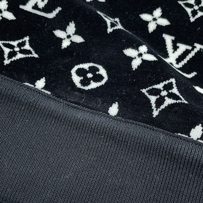 Louis Vuitton Hoodie Monogram Velour Cotton XL Black Black White