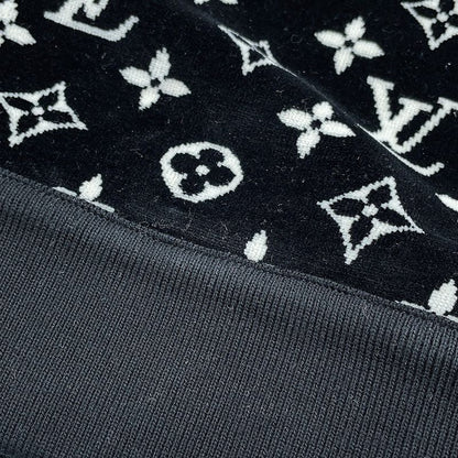 Louis Vuitton Hoodie Monogram Velour Cotton XL Black Black White