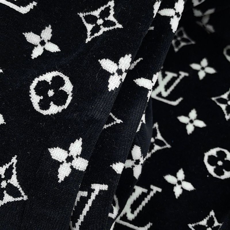 Louis Vuitton Hoodie Monogram Velour Cotton XL Black Black White