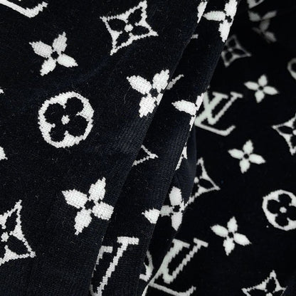 Louis Vuitton Hoodie Monogram Velour Cotton XL Black Black White