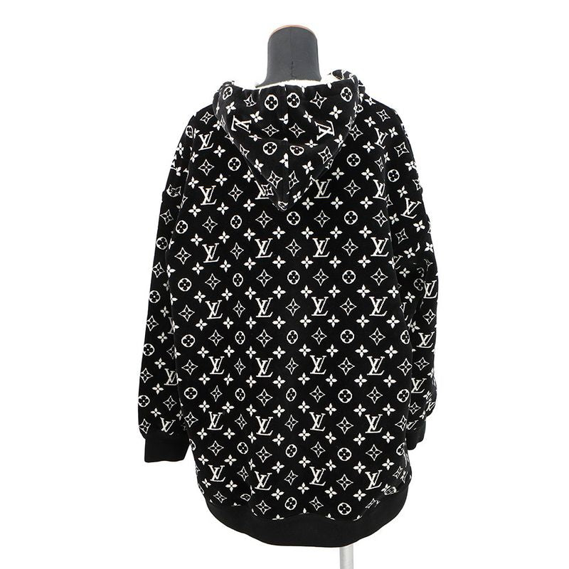 Louis Vuitton Hoodie Monogram Velour Cotton XL Black Black White