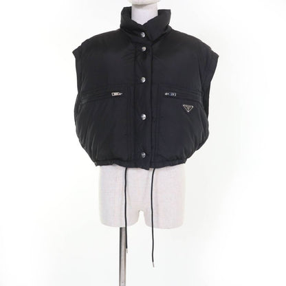 Prada 23AW 29y132re-nylon Triangle Logo Cropped 2WAY Down Jacket Black 40