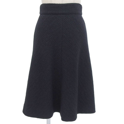 CHANEL P36027 Lined With 100% Silk Coco Mark Buttons Single Color Tweed Skirt