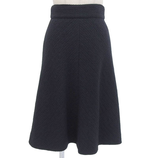 CHANEL P36027 Lined With 100% Silk Coco Mark Buttons Single Color Tweed Skirt