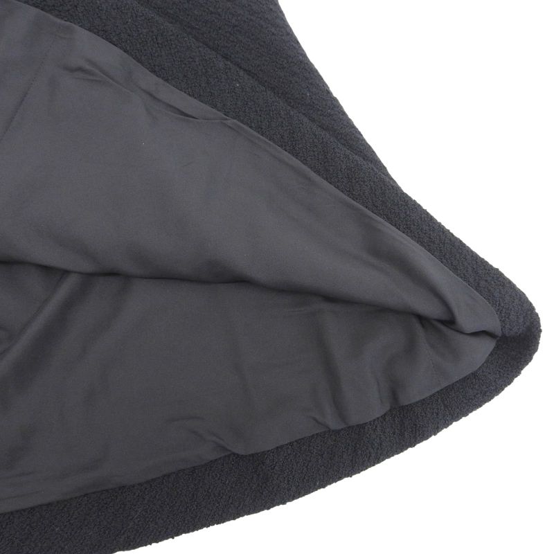 CHANEL P36027 Lined With 100% Silk Coco Mark Buttons Single Color Tweed Skirt