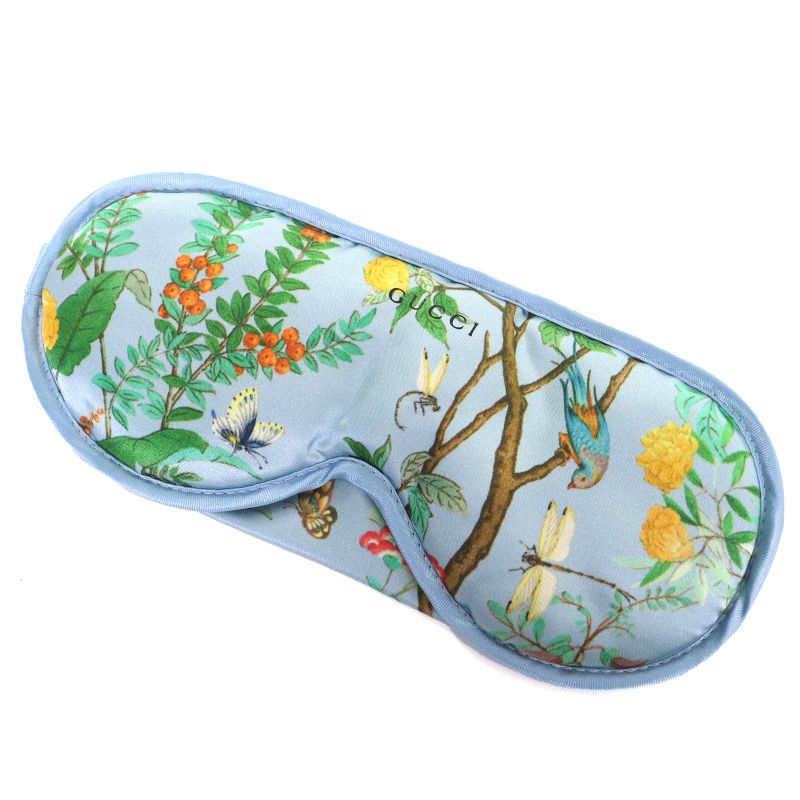 Gucci 662431 100% Silk Botanical Travel Set 3-piece Set Eye Mask Air Pillow