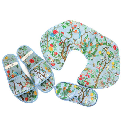 Gucci 662431 100% Silk Botanical Travel Set 3-piece Set Eye Mask Air Pillow